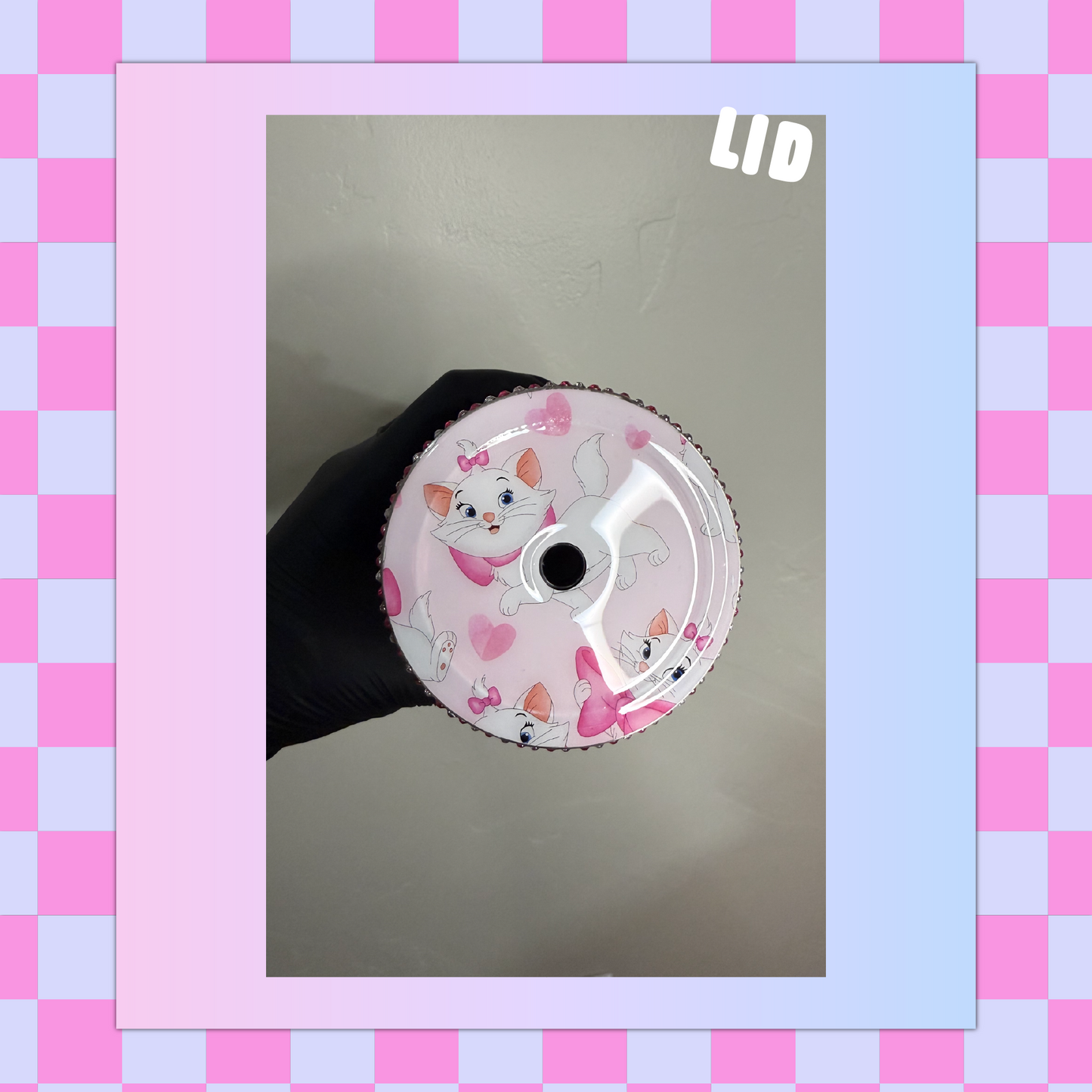 White Cat + Pink Bows 30oz Skinny Tumbler