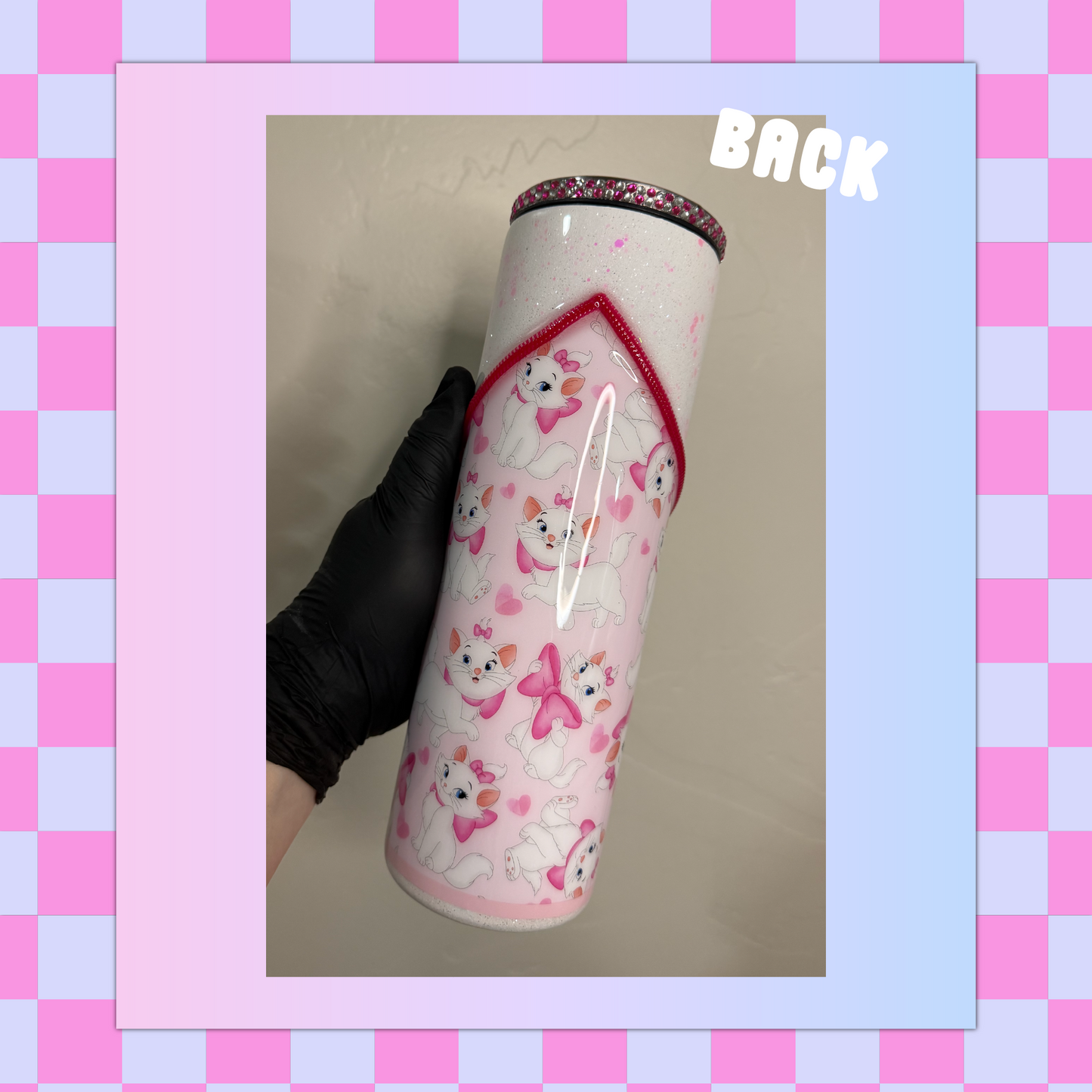 White Cat + Pink Bows 30oz Skinny Tumbler